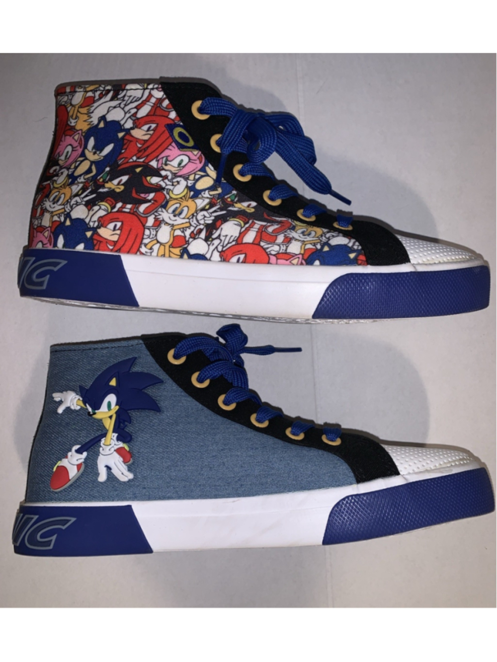 Sonic The Hedgehog Kids Sneakers High Top Blue Cartoon Size 5M With Box